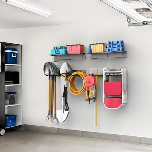 WALMANN Wall Mounted Garden Tool Rack, Folding Chair Hangers - size: 24 inch railx4