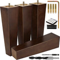 Airy Abode Premium Walnut Square Furniture Legs (Full Install Kit) - Pick Your Size and Color - color: Brown, size: 10 Inches