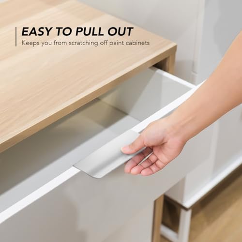 Brushed Nickel Cabinet Handles Finger Edge Pulls 4 Inch CC 10 Pack - color: Silver, size: 102mm/4" Overall Length