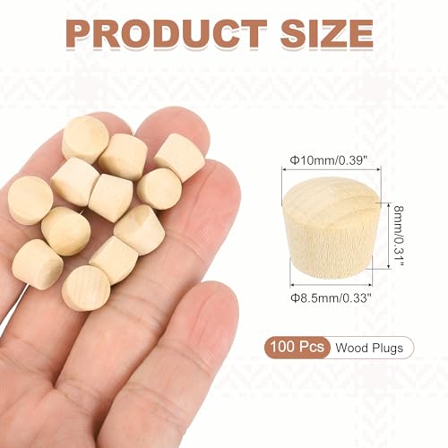 MECCANIXITY 100 Pcs Wood Plugs, 13/32" Flat Head Wood Plugs for Screw Holes Wooden Screw Hole Covers for Furniture Cabinets DIY Projects Assortment Kit - size: 13/32"
