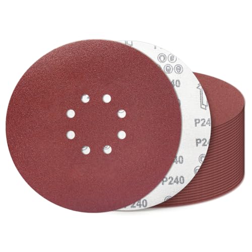 9 Inch 8 Hole Sanding Discs 240 Grit 20 Pack Hook and Loop Disc - style: 8 hole-240 Grit
