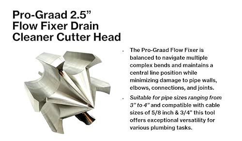 Flow Fixer Drain Cleaner Cutter Head 2-1/2", Ball, Slot, for 3" - 4" Pipes - style: 2.5" (for 3" to 4" Pipes) Drain Cleaner Cutter Head