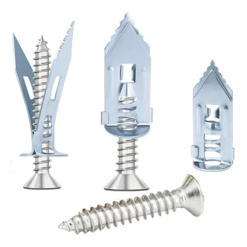 80pcs Silver Self Drilling Drywall Anchor Kit, Carbon Steel Zinc Expansion Wall Anchors (0.47x1.18 Inch) with Self Tapping Screw Heavy Duty, Easy Application No Drill or Holes in Wall. - color: Silver (0.47x1.18inch)