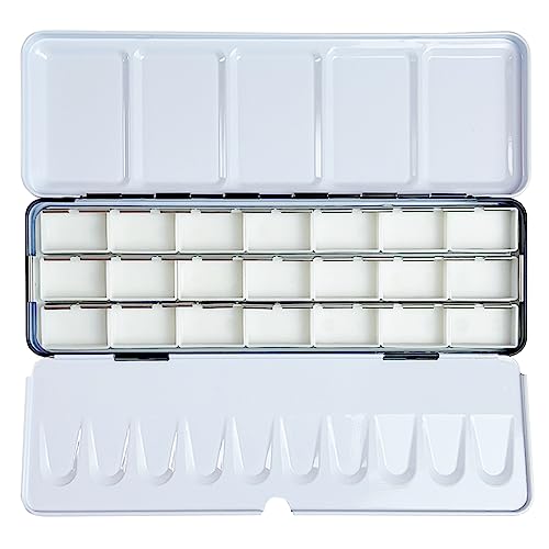FCLUB Empty Watercolor Palette Paint Tin with 21Pcs Watercolor Full Pans - style: Tin Box with 21 Full Pans