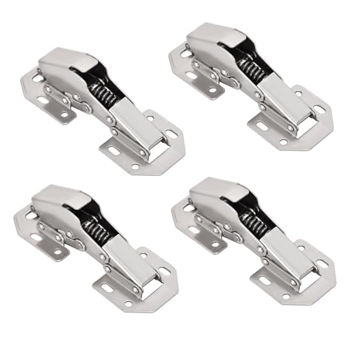 BADALU 4-Pack Hidden Hinges for Cabinet Doors Frameless, Concealed Cabinet Hinges, 90 Degree Surface Mount Hinges 4.2 in (No Cup Grooving) - style: 90 degree Surface Mount Hinges - 4 Pack