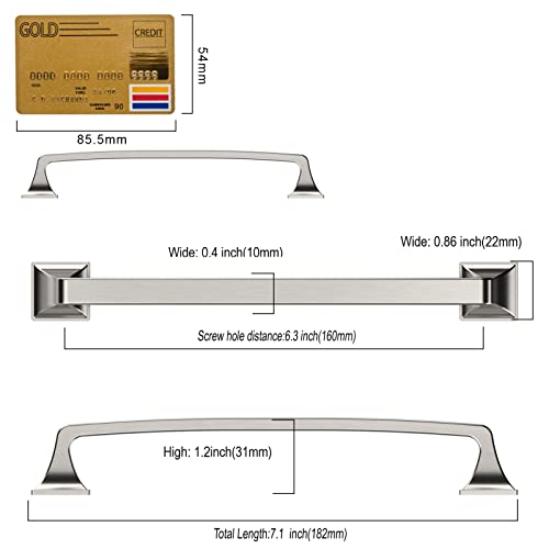 Amerdeco 10 Pack Brushed Satin Nickel Cabinet Pulls 6-1/4 Inch(160mm) Hole Center Cabinet Hardware Kitchen Cabinet Handles for Bathroom Drawer Pulls Dresser Pulls ZH0002 - color: Brushed Satin Nickel, size: 6.3" hole center