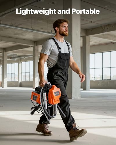 VEVOR Stand Airless Paint Sprayer, 1500W, 3300PSI High Pressure Airless Sprayer, Cleaning Brush, Hose, Extension Rod, Nozzles, Electric Spray Paint Machine for Large Apartments, Factory Buildings - size: 1500 W