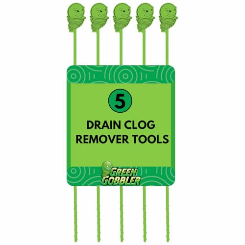 Green Gobbler Hair Grabber Drain Snake - 5 Pack (Great for Sink & Shower Clogs)