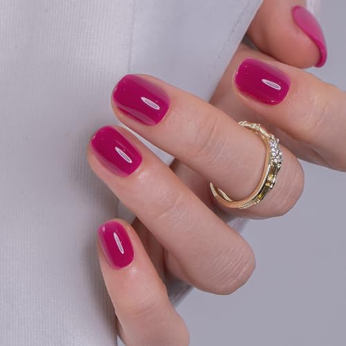 CurvLife Extra Short Square Press On Nails, Berry Crush Hot Pink, Soft Gel - color: A7 -Berry Crush