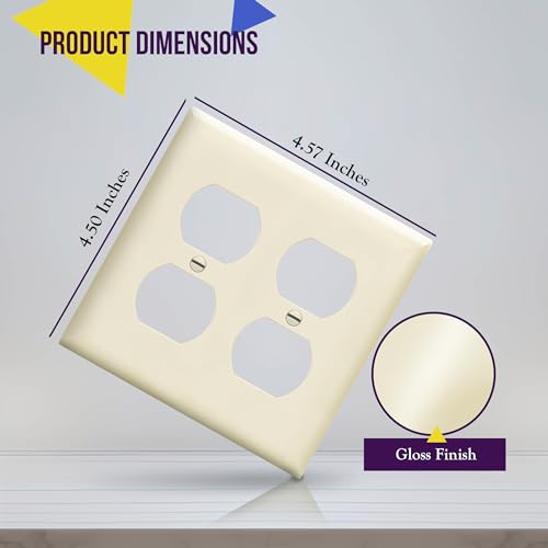 Enerlites 8822-LA Duplex Receptacle Outlet Wall Plate, Standard Size 2-Gang, Polycarbonate Thermoplastic, Light Almond - color: Light Almond, size: Screw