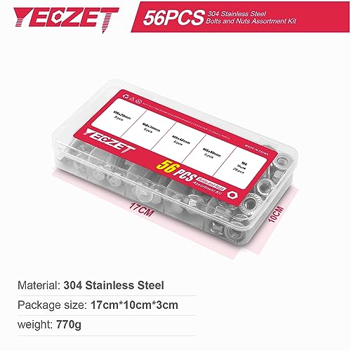 56PCS M8 Stainless Steel 304 Flanged Hex Head Bolts and Nuts kit 20mm 30mm 40mm 50mm - color: 56PCS M8 Bolts and Nuts Kit