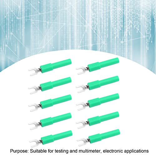 Insulated Fork Spade U-Type Wire Connector Electrical Crimp Terminal, 10pcs 4mm Fork Wire Connector for Testing and Multimeter, Electronic Applications(green)