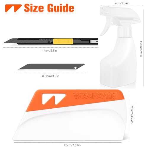 WRAPXPERT Window Film Tools, Window Privacy Film & Peel and Stick Wallpaper Tool Kit, 4-in-1 DIY Starter Set with Smoothing Squeegee, Utility Knife and Blades & 180ml Adjustable Spray Bottle - color: 4-in-1 Set