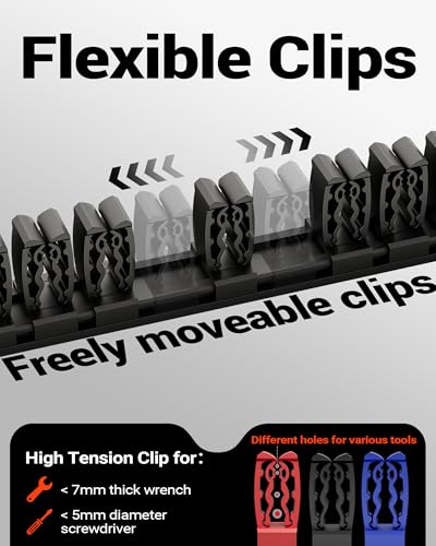 DEHOYI Magnetic Screwdriver and Wrench Organizer for Workshop, Garage | Heavy-Duty Tool Organizer for 48 pcs tools & Space-saving tool holder | Gift for father and boyfriend (4pcs) - color: Black, size: 4 pcs