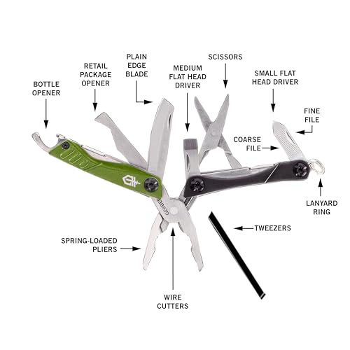 Gerber Dime 12-in-1 Mini Multitool Pliers, Pocket Knife,Bottle Opener,Green - color: Green, size: Single