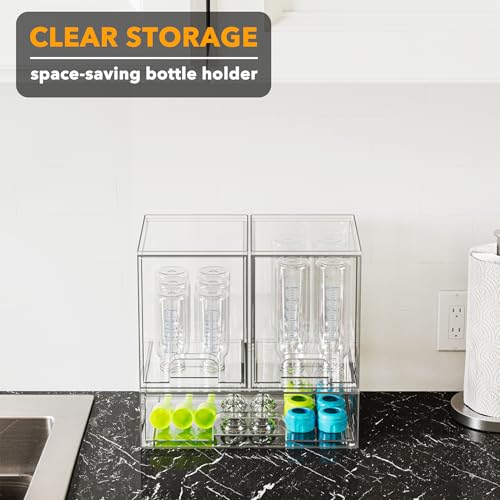 SpaceAid Bottle Storage Organizer Baby - Acrylic Bottles Station Organizer Container, Stackable Clear Drawers for Countertop, Vanity, Bathroom, Cabinet, Pantry Organization, 3 Pack, 2M1L, 10.9" H - size: 10.9"H, 3 Pack, 2M1L