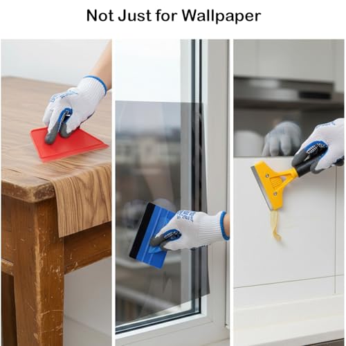 Wallpaper Smoothing Tools,Wallpaper Tool Kit with Squeegee Smoother,Seam Roller，Detail Scraper,Brush for Vinyl Application,Peel and Stick Hanging,Wall Tile,Contact Paper