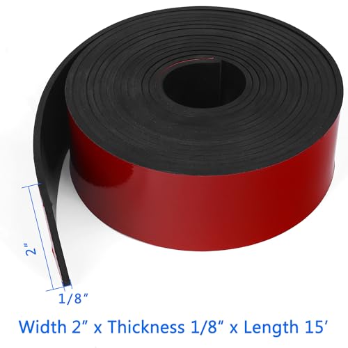 WochiTV Adhesive Solid Rubber Strips, 2" Wide x 1/8" Thick x 180" Long Self Stick Black Neoprene Rubber Rolls Perfect for DIY Insulation Cushion Gasket, Sealing, Liner, Weather Striping - size: 2" W X 180" L, style: 1/8" Thick Adhesive