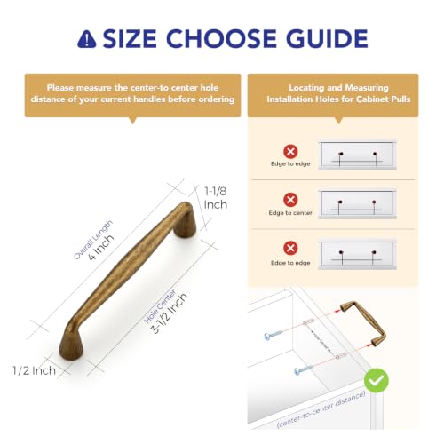 Ravinte Antique Brass Cabinet Handles Solid Handles,3-1/2 Inch,10 Pack - color: Antique Brass, size: 3-1/2 Inches Hole Center