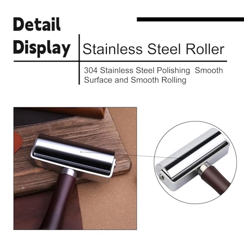 Mnuizu 100 mm Leather Press Edge Roller, Brayer Rollers for Crafting - color: Black, size: 100mm