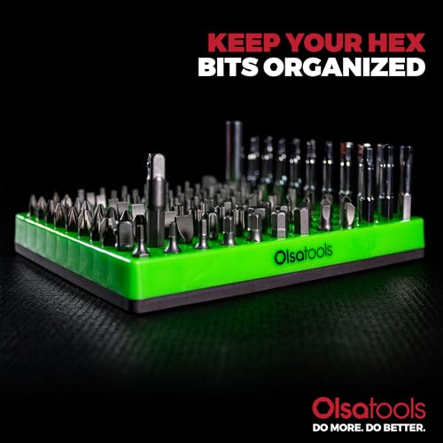 Olsa Tools Extra Large Hex Bit Organizer - Magnetic Base Tool Organizer - Screwdriver Bit Holder for Shop and Garage - Durable Construction - Professional Grade (Green, XL - 1pc) - color: Green, size: XL - 1pc