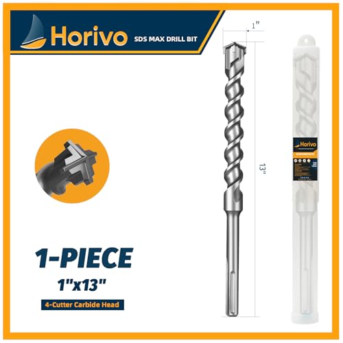 1" x 13" (340mm) SDS Max Concrete Drill Bit, 4-Cutter Cross-Head Heavy-Duty Masonry Bit with Extended Length Design for Deep Drilling, Upgraded Tempered for Stone & Brick - size: 1" x 13" (340mm)