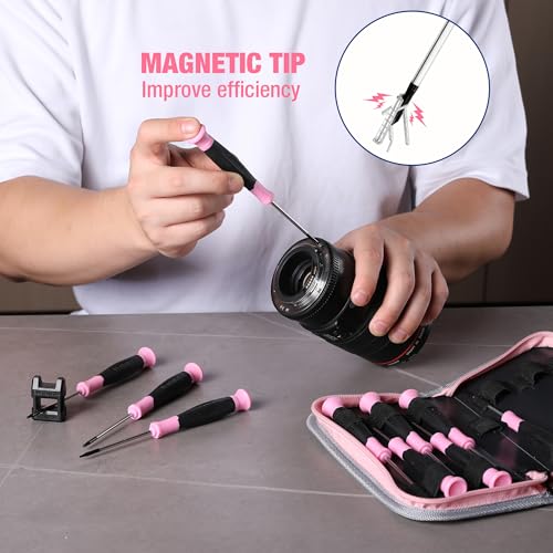 WORKPRO 10-Piece Precision Screwdriver Set with Pink Pouch - Pink Ribbon - color: Pink