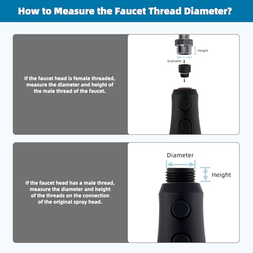 Hibbent Pull Down Kitchen Faucet Head Replacement with 15 Adapters - color: Oil Rubbed Bronze, style: Stay on sprayer without hold button
