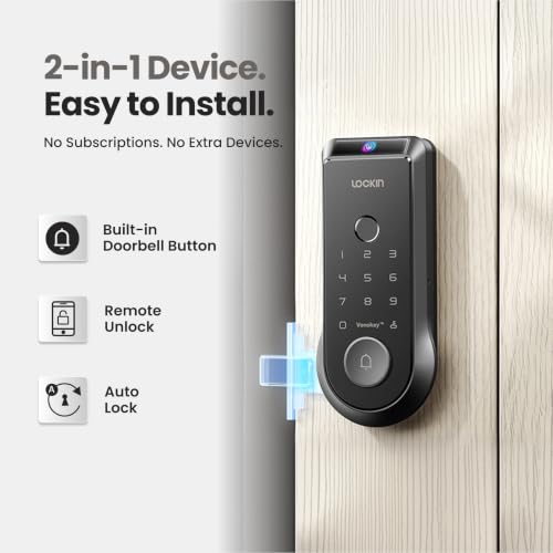 Lockin Veno Smart Lock, Palm Vein, Fingerprint Keyless Entry Door Lock - size: Single Battery, style: Palm Vein（No Camera）