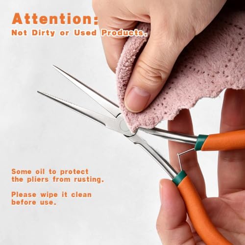 7 Inches Extra Long Needle Nose Pliers Serrated Jaw, with Lanyard - style: Extra Long Nose