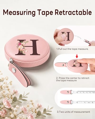 Maicican Retractable Tape Measure, Pink Leather Sewing Measuring Tape, H - color: Tape Measure-Pink H