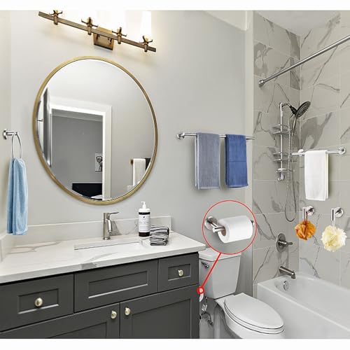 6 Pieces Brushed Nickel Bathroom Hardware Accessories Set Hand Towel Ring 16&23.6 inch Round Towel Bar Silver Toilet Paper Holder Towel Hooks 2 Pieces SUS 304 Stainless Steel,Heavy Duty,Wall Mounted - color: Brushed Nickel, size: 6 piece 24"