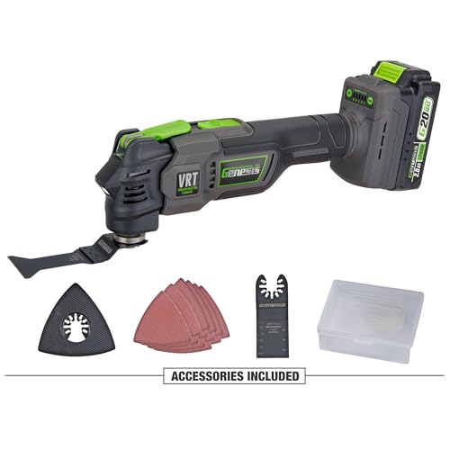 Genesis 20V Brushless Oscillating Multi-Tool, G20MAX Vibration-Reduction Technology (VRT), with Battery, Charger and Accessories (GLMT20BH) - size: 20V Brushless Oscillating Tool
