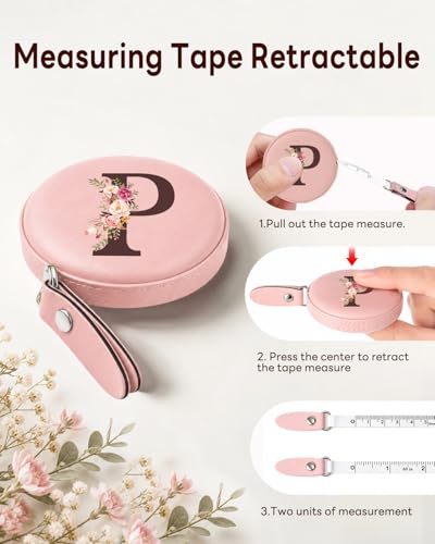 Maicican Retractable Tape Measure, Pink Leather Sewing Measuring Tape, P - color: Tape Measure-Pink P