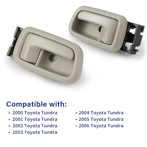 Interior Door Handles w/Bezel for 2000-2006 Toyota Tundra (Standard/Regular/Extended Cabs ONLY), Rear Left Driver & Right Passenger Side, Gray - size: Rear Left & Right
