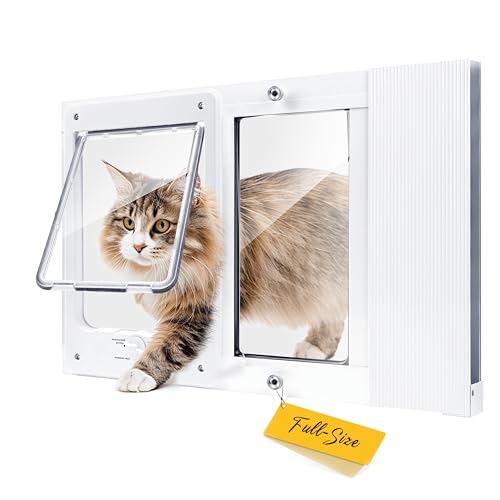 Full-Size Cat Door for Window, H: 15.3", Fit 21"-23.8" Window - size: Fit 21"-23.8" Window