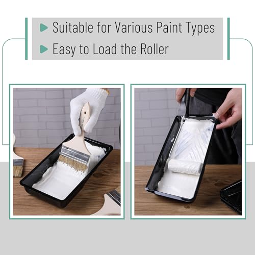 Bates 4 Inch Paint Tray Liners - 12 Pack Black Plastic Disposable Paint Pans - color: Black, size: 12 Pack 4 Inch