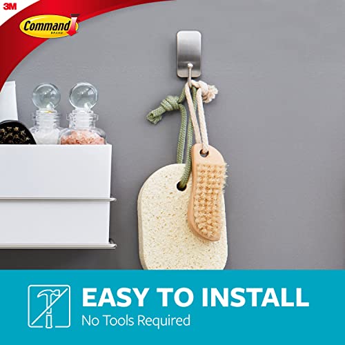 Command BATH33-SN-ES Bath Hooks, Satin Nickel, 4 Count - color: Satin Nickel, size: Small (4 Count)