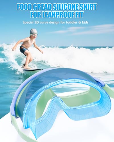 Aegend New Kids 2 Pack Wide View Swim Goggles, Anti-Fog/UV No Leak Goggles with Ear Plugs Kids 3-14 - color: Light Green & Pink