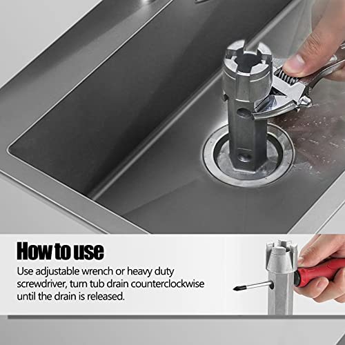 Tub Drain Remover Wrench - Dual Ended Zinc Alloy Tool for Bathroom and Bathhouse