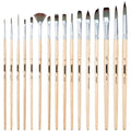 Transon 16 pcs Artist Paint Brush Set Versatile for Acrylic Painting Watercolor Painting Gouache Painting - color: Wood Tone