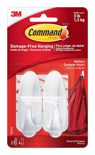 Command Medium Designer Hooks, 2 Hooks, 4 Strips