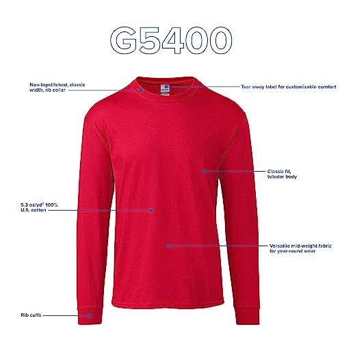 Gildan Adult Heavy Cotton Long Sleeve T-Shirt, Style G5400, 2-Pack - color: Forest Green, size: X-Large
