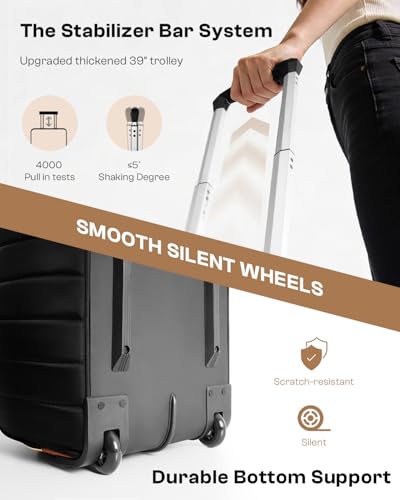 Arcoyard Rolling Craft Bag, Rolling Teacher Bag with Wheels, Beige Brown - color: Beige Brown