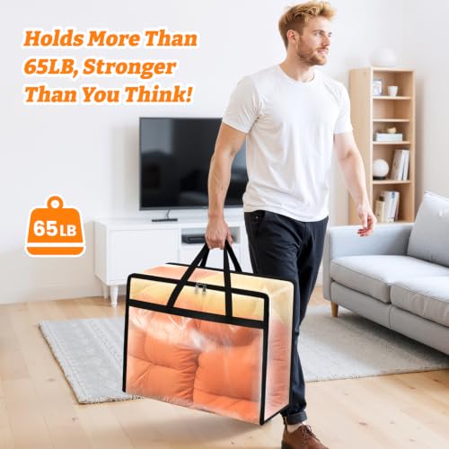 BlissTotes Moving Bags 40L 4PCS, Clear Clothes Storage Under Bed Storage - size: 40L