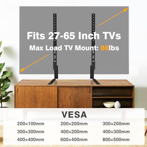 TAVR Universal Table Top TV Stand for 27-65 inch TVs Holds up to 88 lbs - size: 27-65 inch Screens