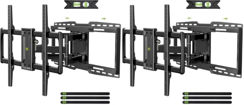 USX MOUNT Heavy Duty Full Motion Sliding TV Wall Mount for 42-97 Inch TVs up to 150 lbs, Wall Mount TV Bracket for Wood Studs 12/16/18/24 inch, Swivel & Tool-Free Tilt, Max VESA 600x400mm (Pack of 2) - size: 42-97inch (Pack of 2)