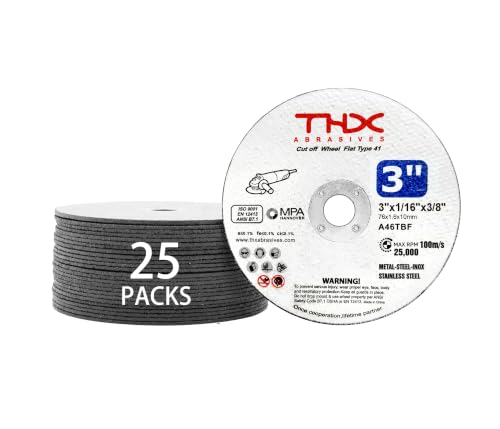 THX 3 Inch Cut Off Wheel,Long-Lasting Thin Cutting Wheel,25 Pack - size: 3" x 0.0625" x 3/8"