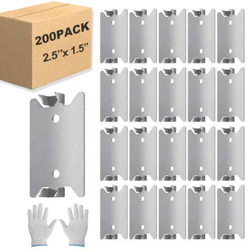 200 PCS Nail Plates for Wood Studs, 2.5 x 1.5 In Nail Guards for Wood Studs | Steel Stud Guard Plates with Sharp Prongs, Cable and Pipe Protectors for Electrical Wiring, Plumbing and HVAC Lines