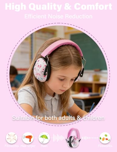 Kids Noise Canceling Earmuffs, 25-30dB Noise Reduction Ear Protection, Adjustable Headband Concert Fireworks, Autism - color: Pkcb